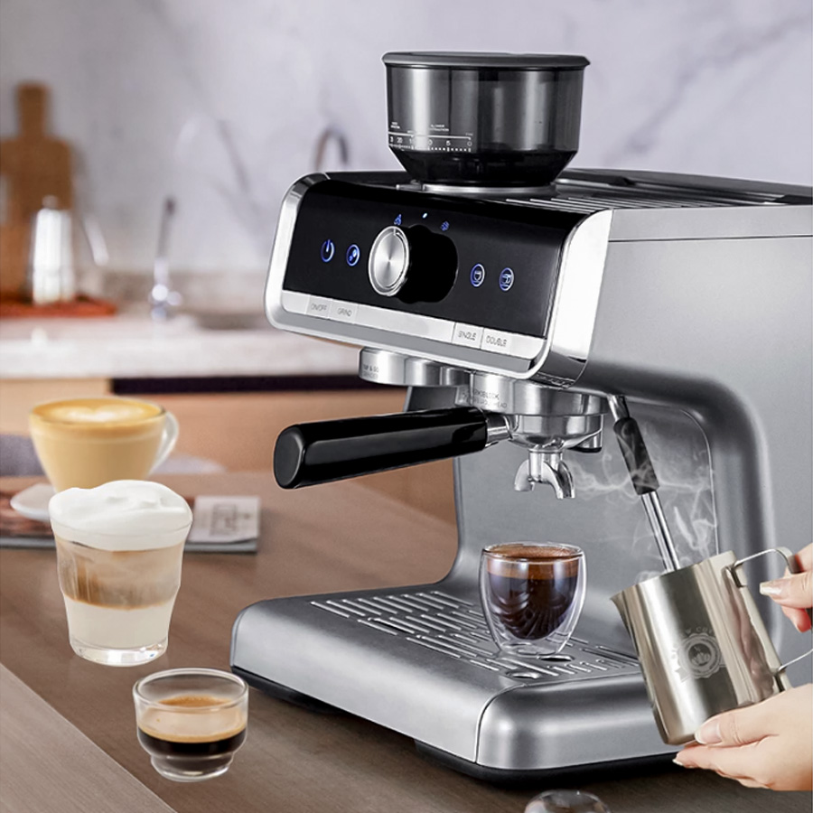 máy pha cà phê bán tự động tích hợp máy xay cafe Basetto 15Bar